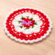 Red Floral Crochet Cotton Yarn Handcrafted Doily
